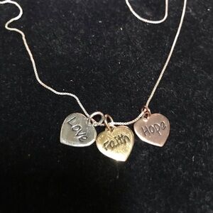 Trio Heart Pendant Necklace in Silver, Gold, and Rose Gold